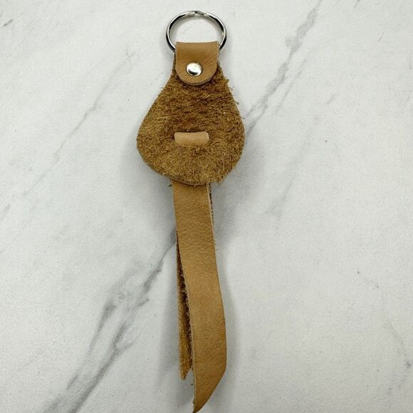 Soft Brown Leather Fringe Western Concho Boho Keychain Keyring - Picture 2 of 9